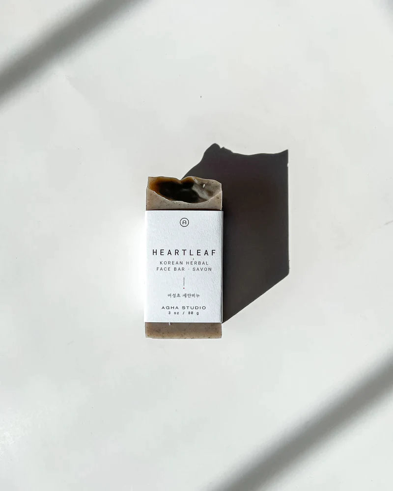 Natural and handmade Korean heartleaf bar soap for face by Agha Studio.