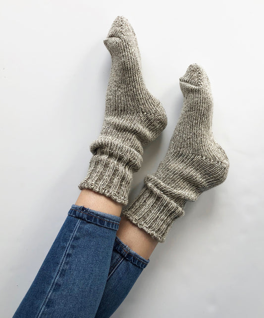 100% wool thick winter socks in grey, by Okayok socks Canada.